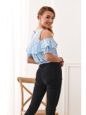 Hellblaue kurze Bluse mit Punkten 21521 – Online-Shop – Boutique